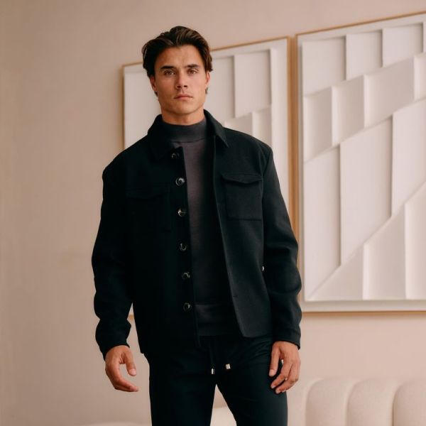 Malelions Men Wool Shacket | Black