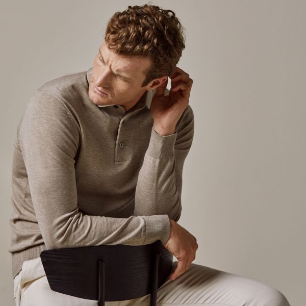 Profuomo Luxury Longsleeve Polo Beige