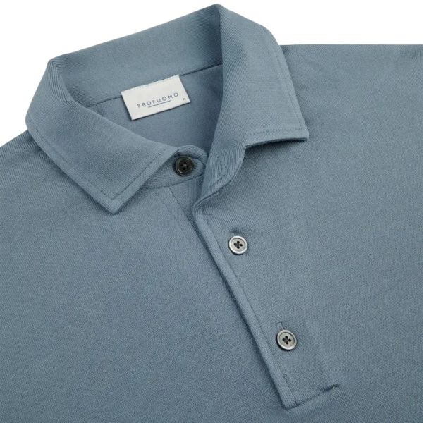 Profuomo Luxury Longsleeve Polo Blauw