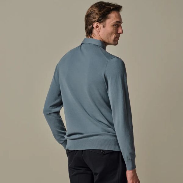 Profuomo Luxury Longsleeve Polo Blauw