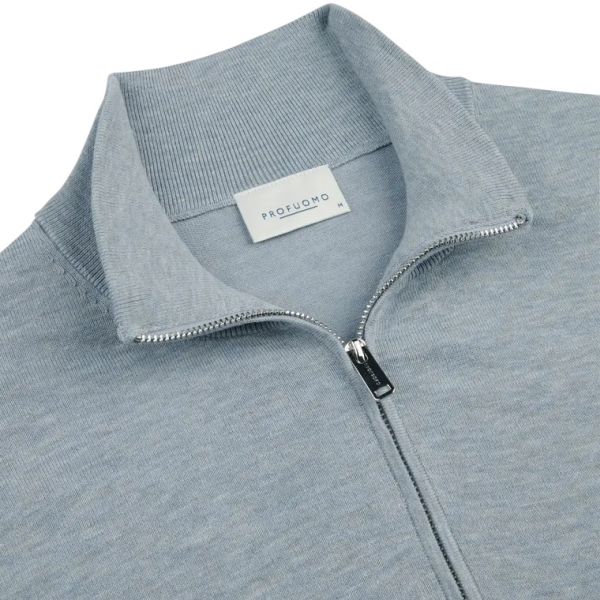 Profuomo Luxury Half Zip Sweater Blauw