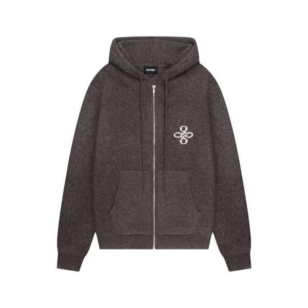 CALVIN KNITTED ZIP HOODIE BROWN