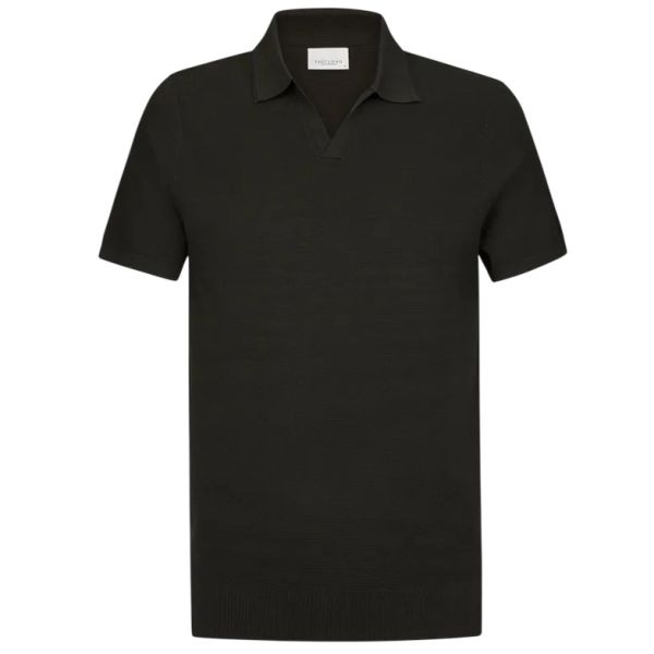 Profuomo Luxury Open Collar Polo Donker Bruin