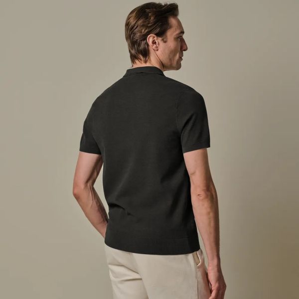 Profuomo Luxury Open Collar Polo Donker Bruin