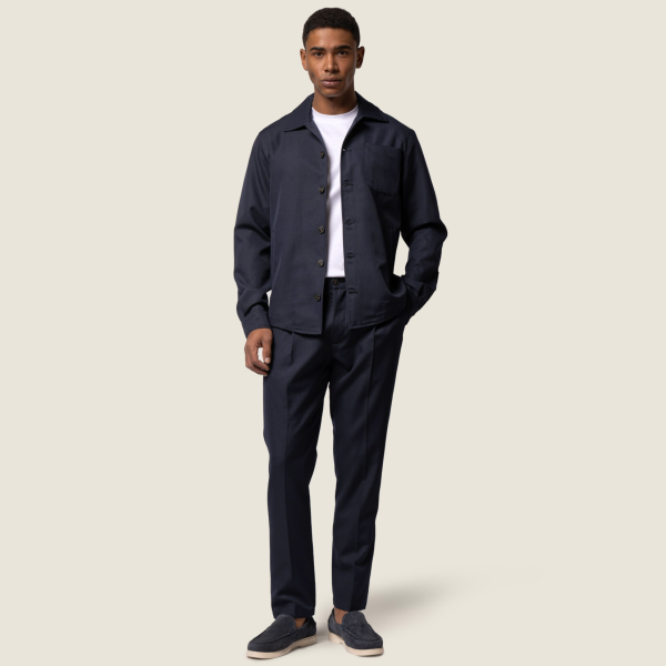 Duquezzi Wool Blend Overshirt Navy