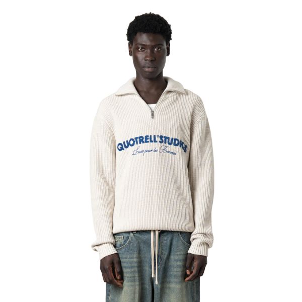 Quotrell Jace Studio Zip Up Sweater Beige