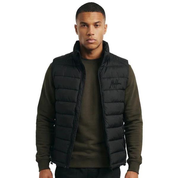 Malelions Placket Padded Bodywarmer Zwart
