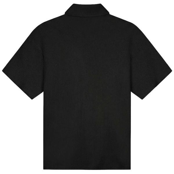 Malelions Emblem Seersucker Buttonless Polo Zwart