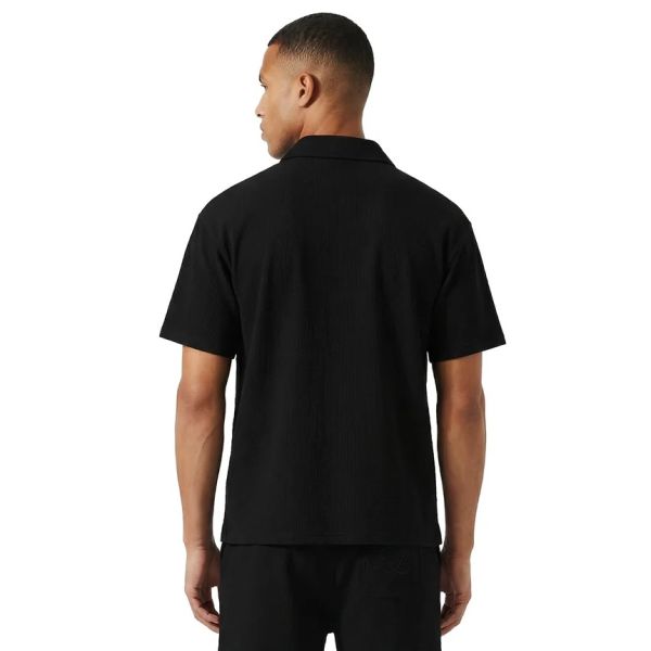 Malelions Emblem Seersucker Buttonless Polo Zwart