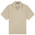 Malelions Emblem Seersucker Buttonless Polo Beige