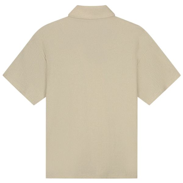 Malelions Emblem Seersucker Buttonless Polo Beige