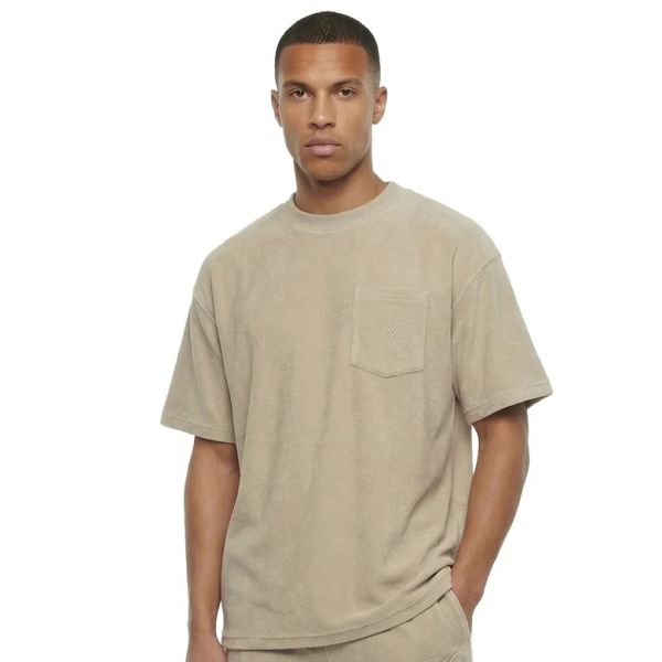 Malelions Emblem Towelling T-shirt Beige