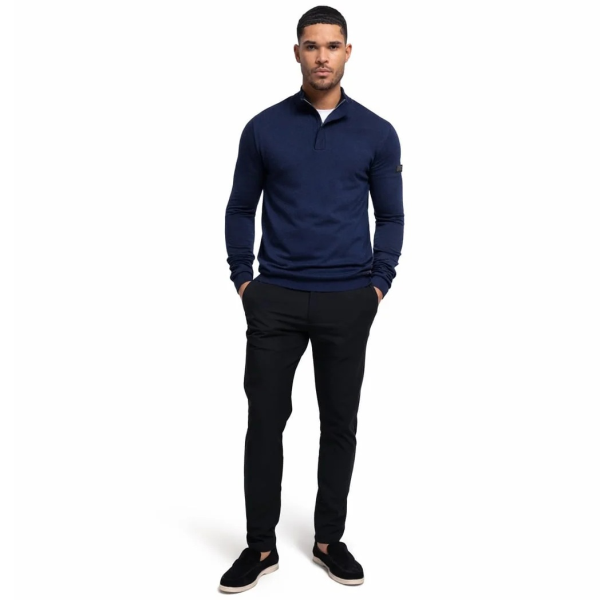Malelions Knitted Quarter Zip Sweater Navy