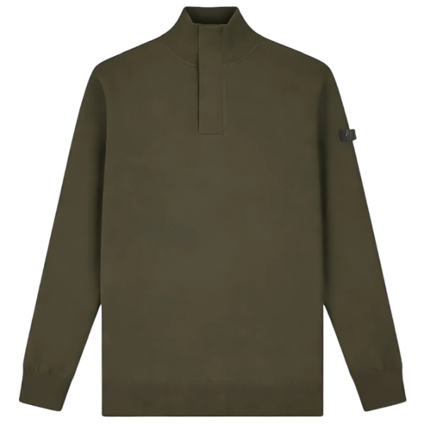 Malelions Knitted Quarter Zip Sweater Donker Groen