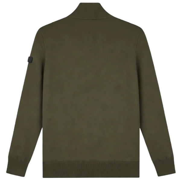 Malelions Knitted Quarter Zip Sweater Donker Groen