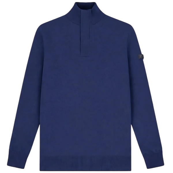 Malelions Knitted Quarter Zip Sweater Navy