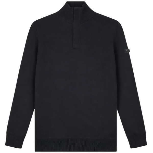 Malelions Knitted Quarter Zip Sweater Zwart