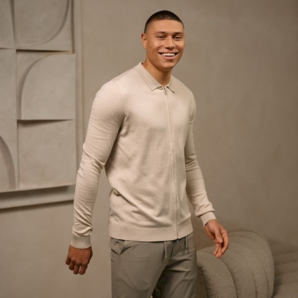 Malelions Knitted Zip Vest Beige
