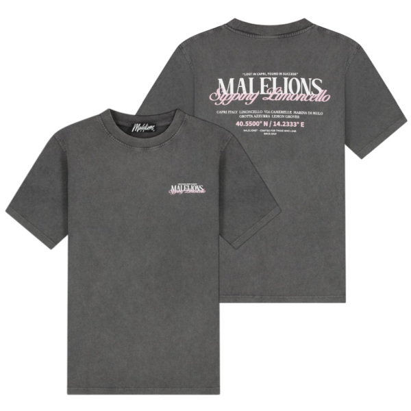 Malelions Sipping Limoncello T-shirt Antraciet