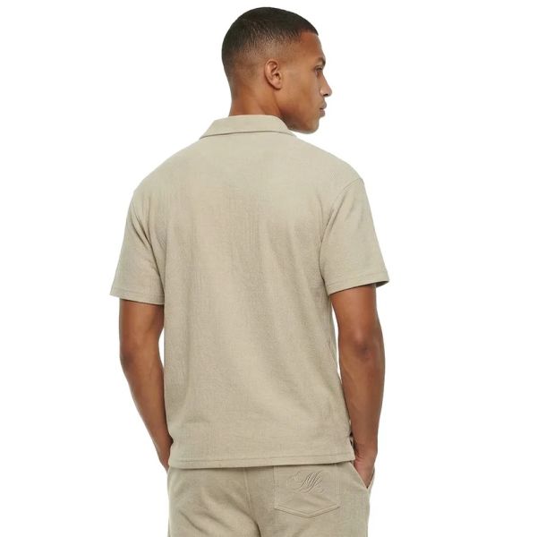 Malelions Emblem Seersucker Overhemd Beige