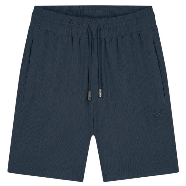 Malelions Emblem Seersucker Korte Broek Navy