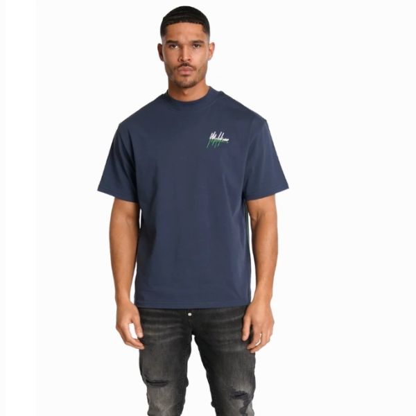 Malelions Oversized Split T-shirt Navy