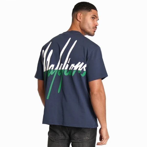 Malelions Oversized Split T-shirt Navy