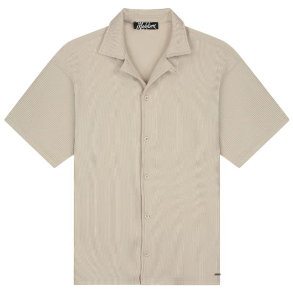 Malelions Ribbed Camp Collar Overhemd Beige