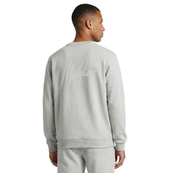 Malelions Men Striped Signature Sweater Pearl Grey