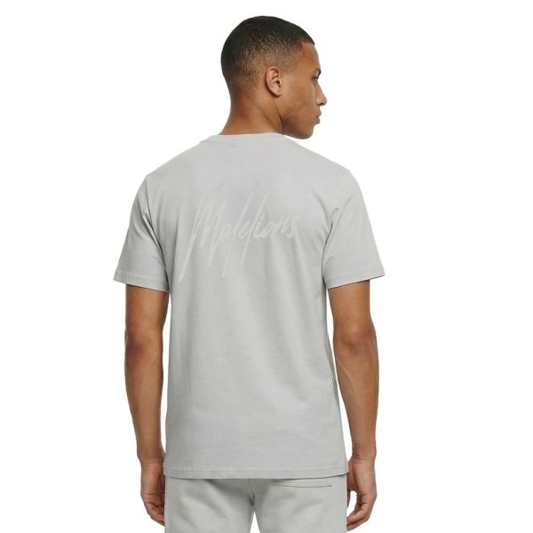 Malelions Men Striped Signature T-Shirt Pearl Grey