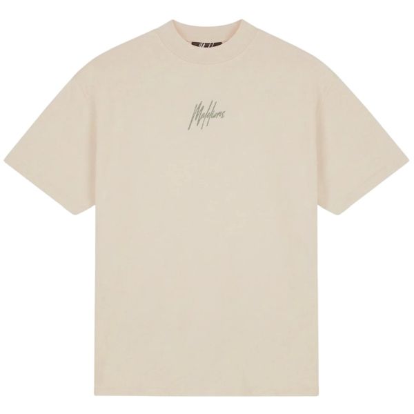 Malelions Oversized Striped Signature T-shirt Beige