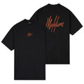 Malelions Oversized Striped Signature T-shirt Zwart
