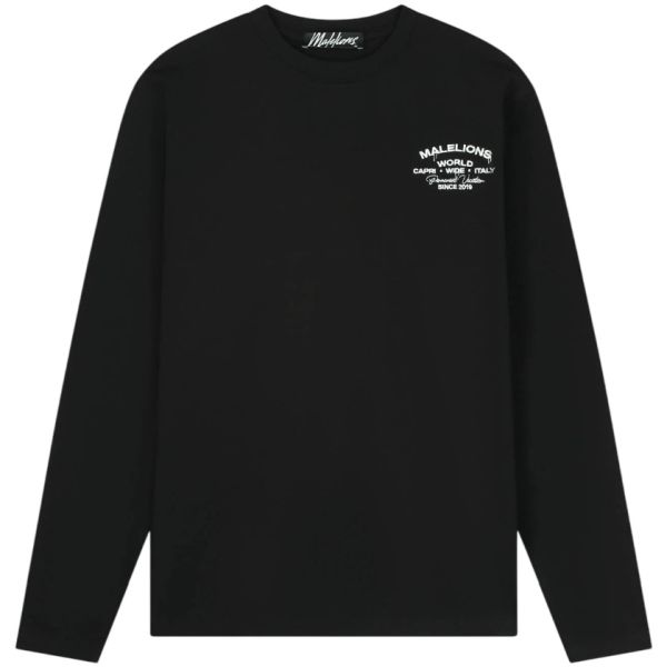 Malelions Permanent Vacation Longsleeve T-shirt Zwart