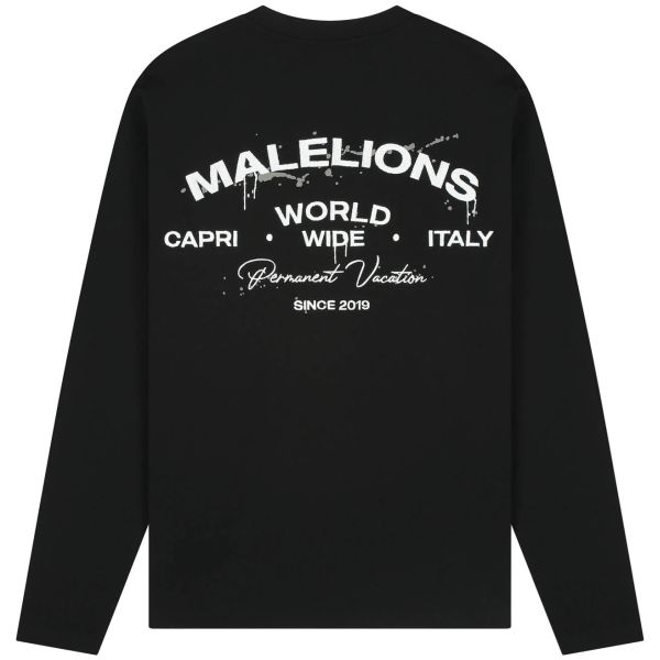 Malelions Permanent Vacation Longsleeve T-shirt Zwart