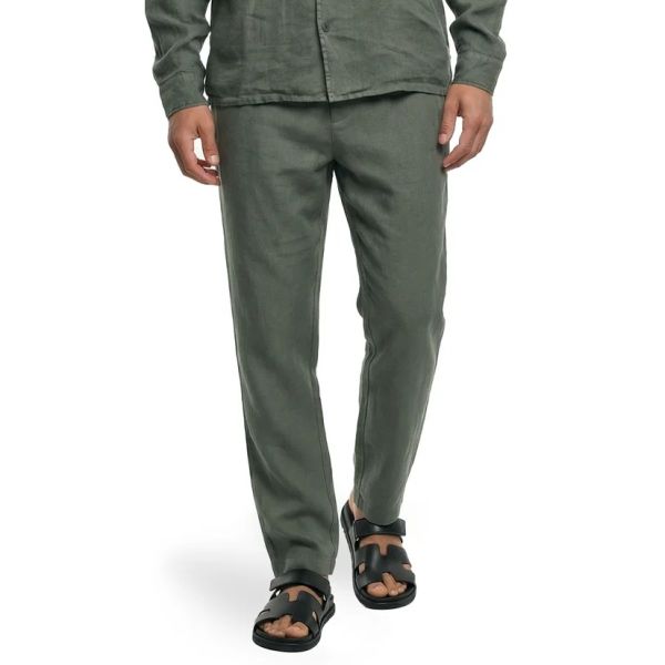 Malelions Premium Linen Broek Donker Groen