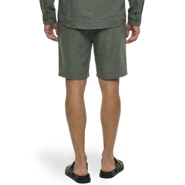 Malelions Premium Linen Korte Broek Donker groen