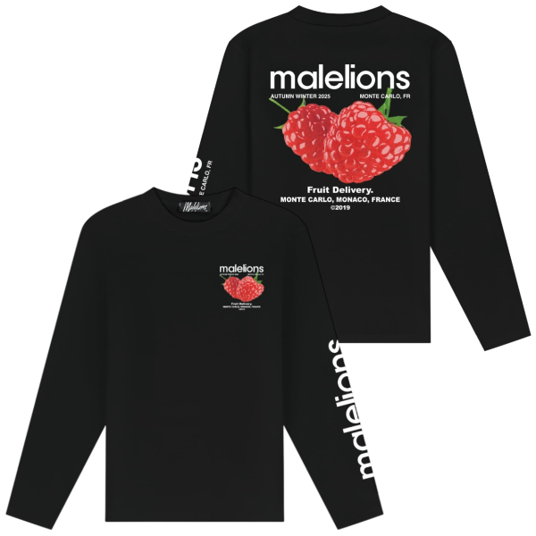 Malelions Raspberry Longsleeve T-shirt Zwart