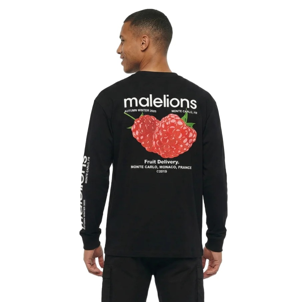 Malelions Raspberry Longsleeve T-shirt Zwart