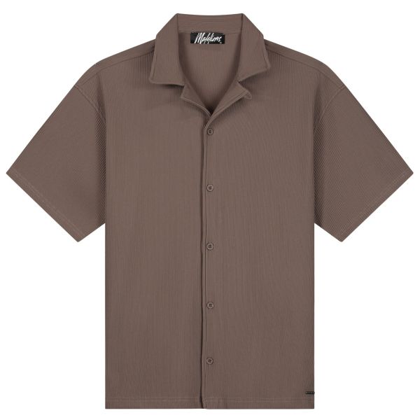 Malelions Ribbed Camp Collar Overhemd Zwart