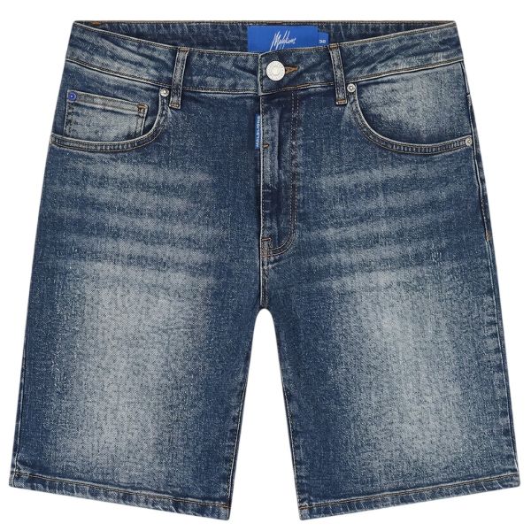 Malelions Washed Denim Korte Broek Donker blauw