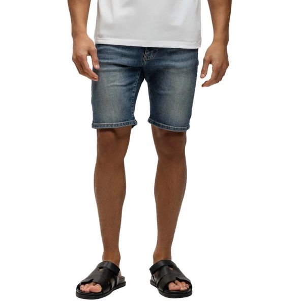 Malelions Washed Denim Korte Broek Donker blauw