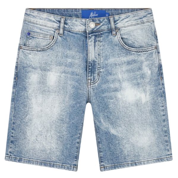 Malelions Washed Denim Korte Broek Licht blauw