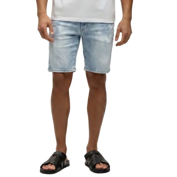 Malelions Washed Denim Korte Broek Licht blauw