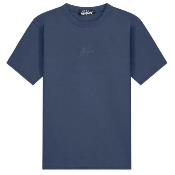 Malelions Striped Signature T-shirt Navy