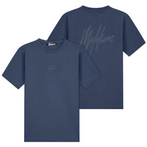 Malelions Striped Signature T-shirt Navy
