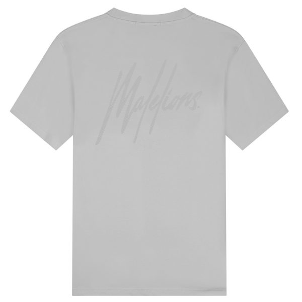 Malelions Striped Signature T-shirt Grijs