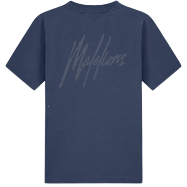 Malelions Striped Signature T-shirt Navy
