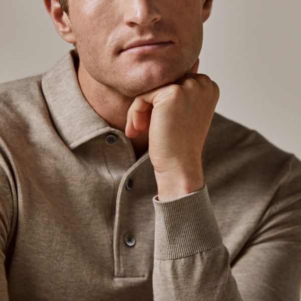 Profuomo Luxury Longsleeve Polo Beige