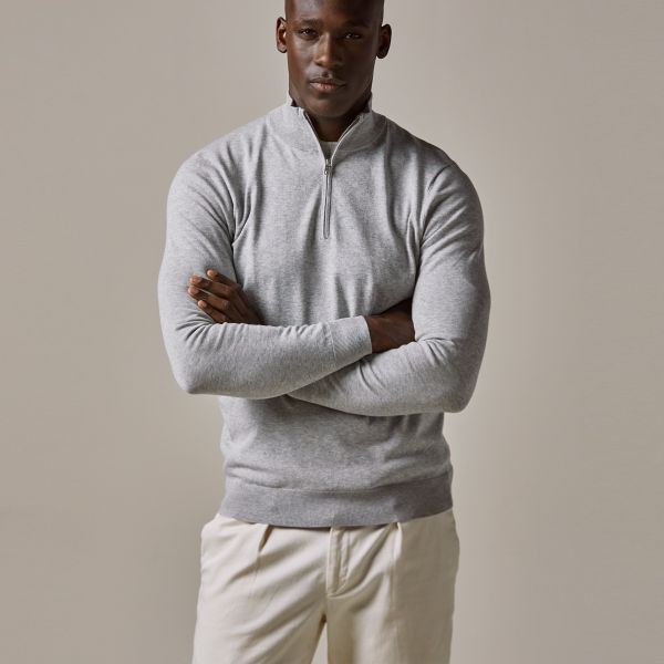 Profuomo Luxury Half Zip Sweater Grijs
