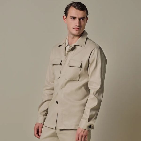 Profuomo Linen Cotton Overshirt Beige